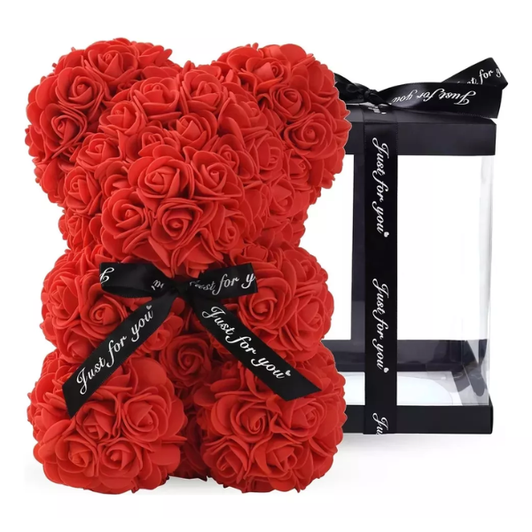 Oso de Rosas Artificiales + Caja de Regalo