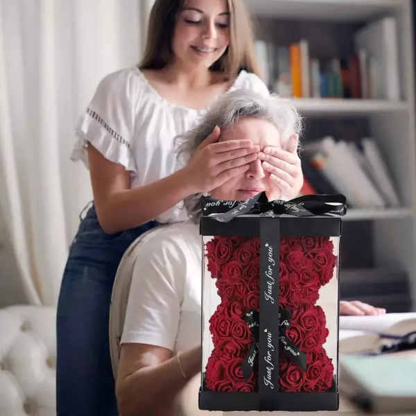Oso de Rosas Artificiales + Caja de Regalo