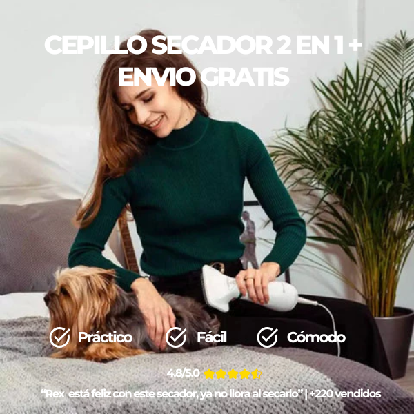 Cepillo secador mascota 2 en 1 + Envío gratis