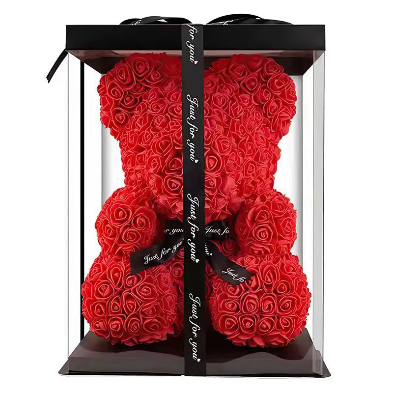 Oso de Rosas Artificiales + Caja de Regalo