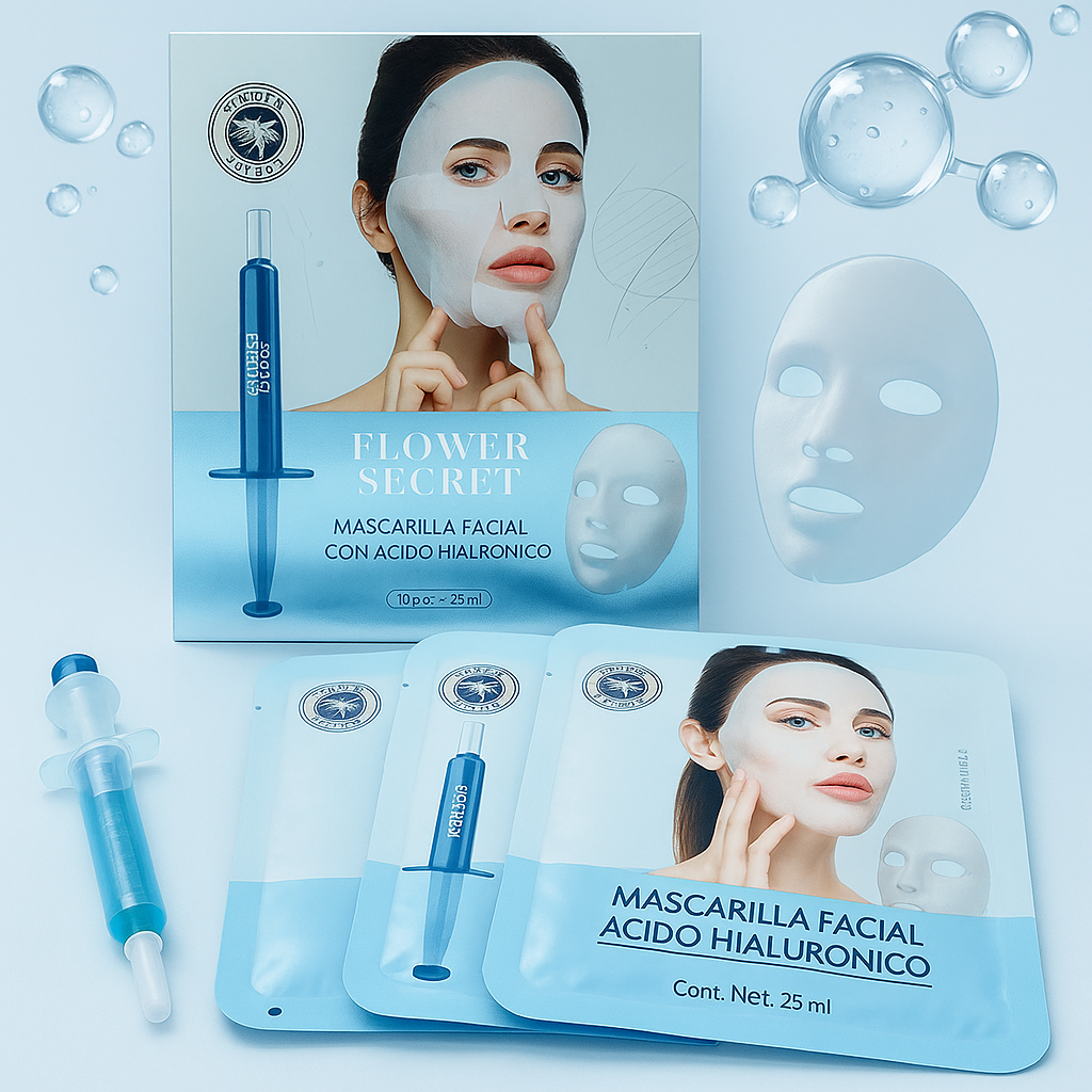 HydraBloom® - Mascarilla con Ácido Hialurónico y Colágeno