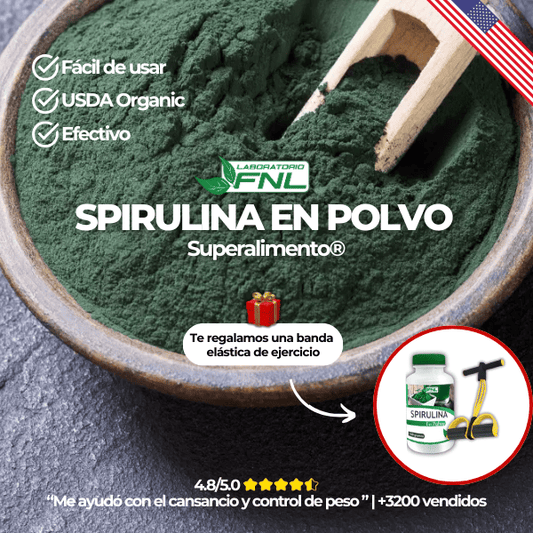 Spirulina en Polvo Superalimento® + Banda Elástica Regalo