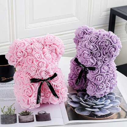 Oso de Rosas Artificiales + Caja de Regalo