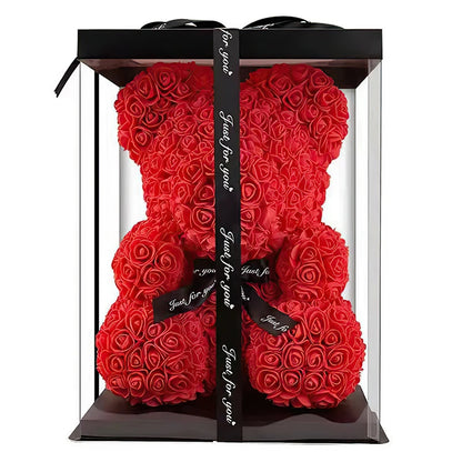 Oso de Rosas Artificiales + Caja de Regalo