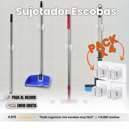 Pack x4 CleanGrip - Ganchos Organizadores Inteligentes para escobas