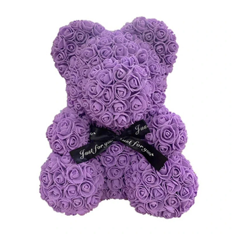 Oso de Rosas Artificiales + Caja de Regalo