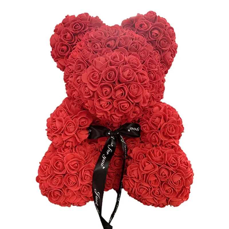 Oso de Rosas Artificiales + Caja de Regalo
